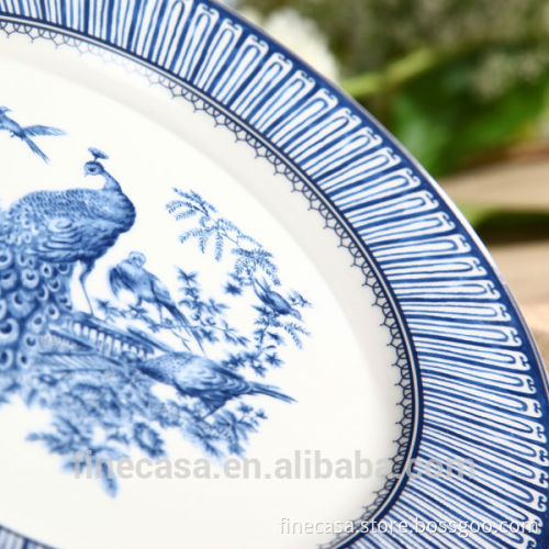 10.5 Inches Elegant Chinese Design Blue and White Dinner Plate